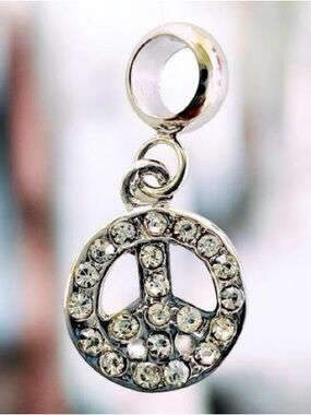 Silver Peace Sign Charm